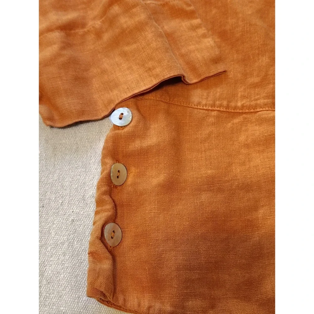 Bryn Walker Womens Rust 100% Linen Side Button Boxy Top Made in USA Small U - Picture 2 of 10